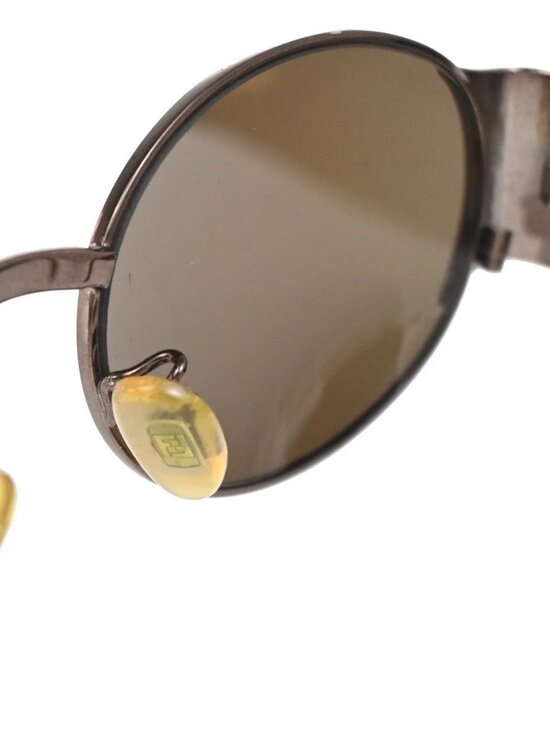 FENDI FF Logo Sunglasses Eye Wear Plastic Metal Brown Italy
